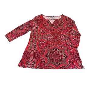 CHARTER CLUB stretchy red paisley print blouse